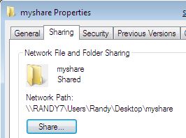 Share Folder Properties Share Folder Properties
