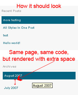 IE6 Adding Extra Space Between Navigation Lists IE6 adding space in ul lists
